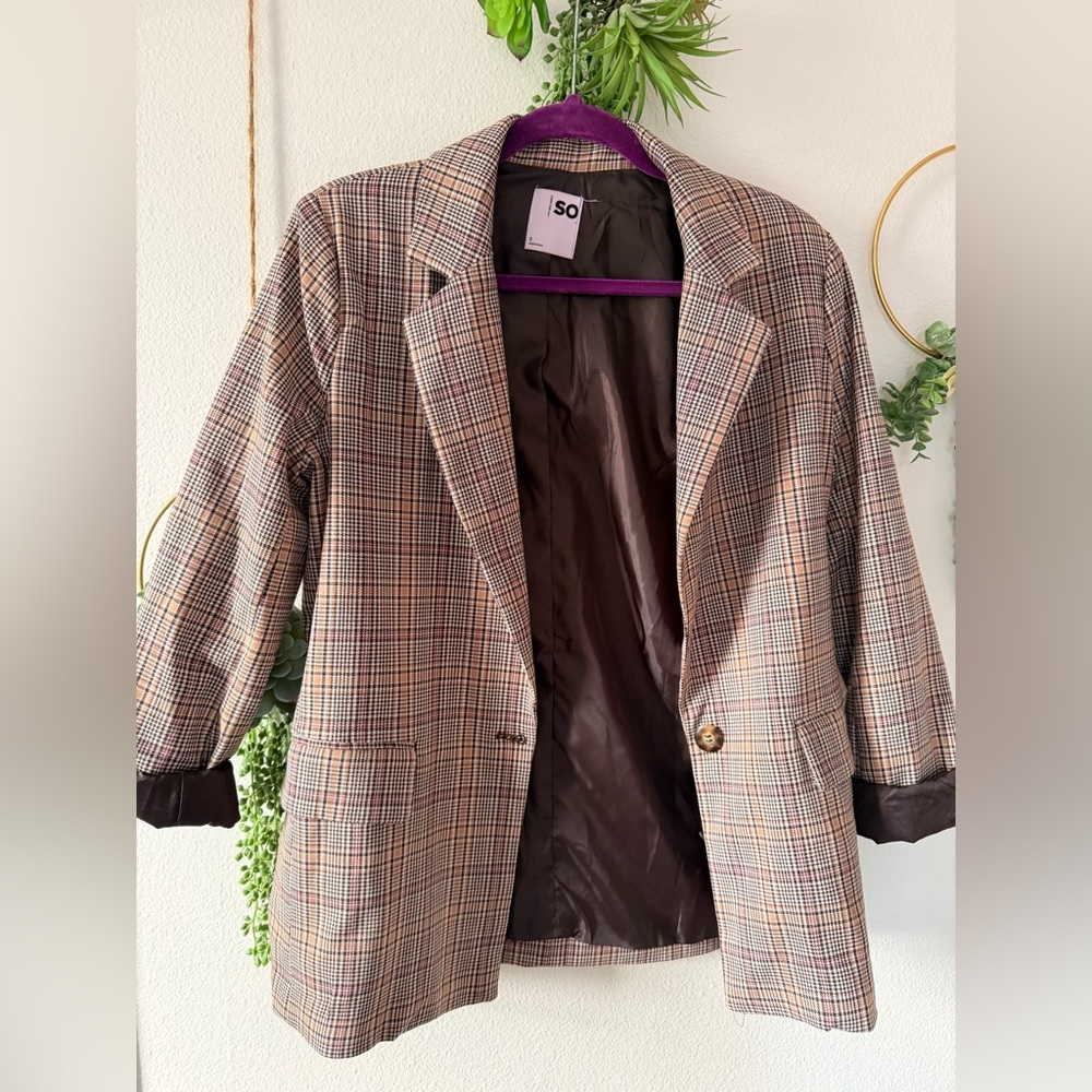 Plaid Blazer with Brown Lining